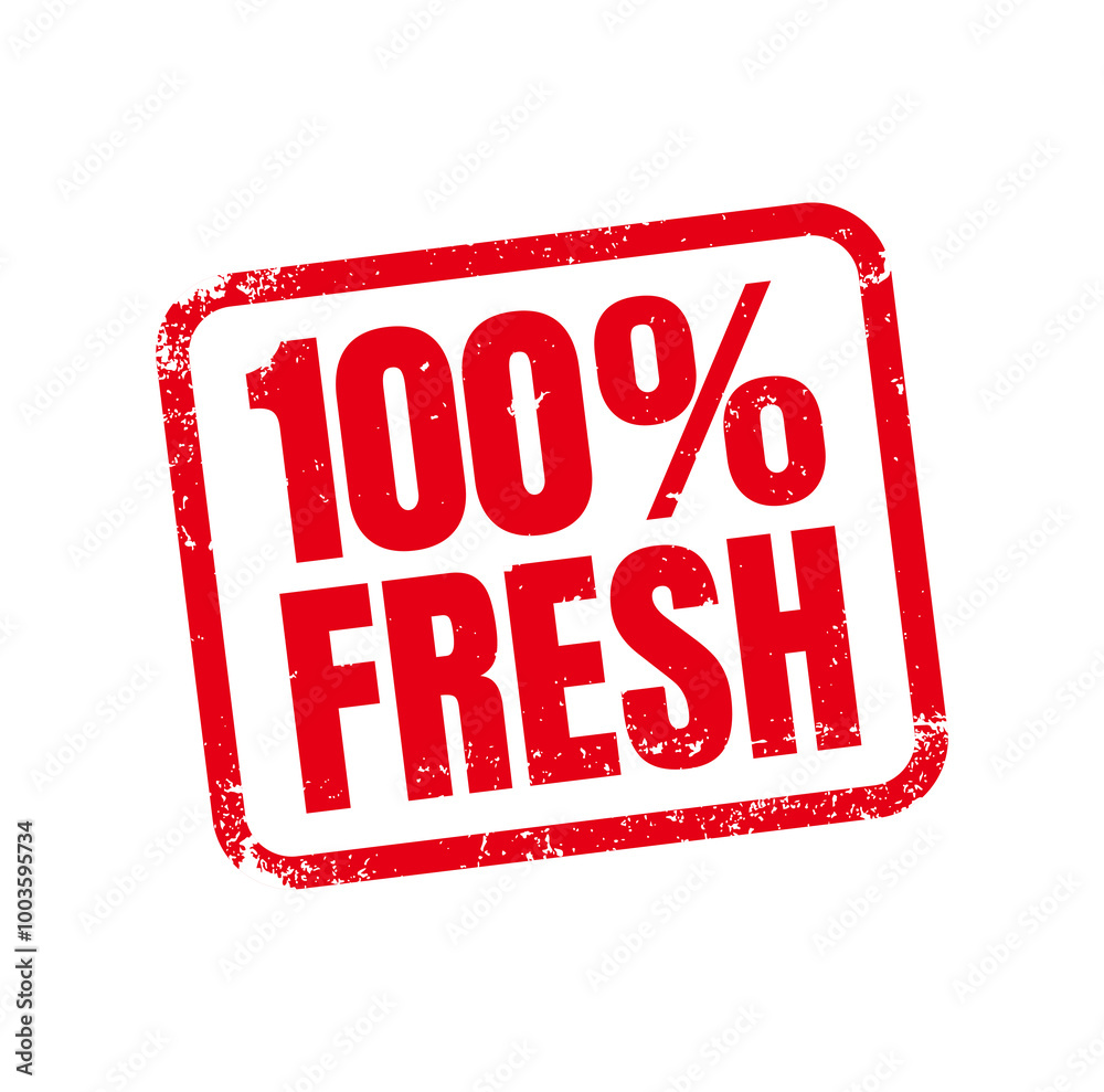 100% fresh red rubber grunge vector stamp. vector for natural and organic product, healthy food, vegan, logo, label, seal, tag, sign, seal, symbol, badge, sticker, emblem, fruit, vegetable 100% fresh red rubber grunge vector stamp. vector for natural and organic product, healthy food, vegan, logo, label, seal, tag, sign, seal, symbol, badge, sticker, emblem, fruit, vegetable