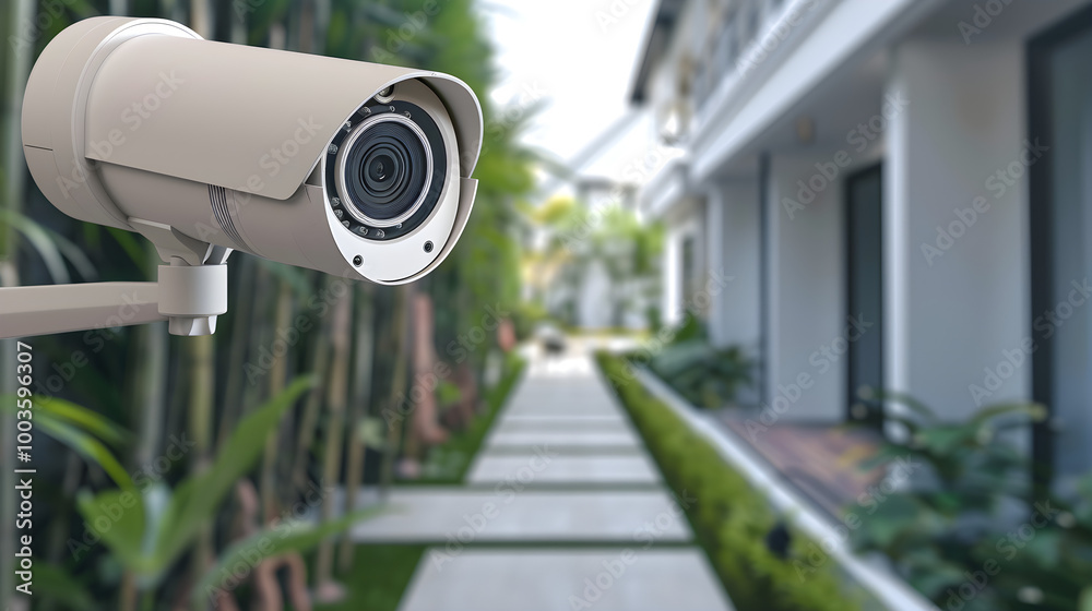 Home security camera alert, monitoring outdoor activity to ensure safety and protection of property.