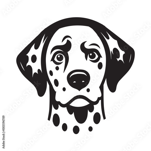 Dalmatian Dog Face Clipart Design - Dog Face Logo - Dalmatian Vector illustration in black and white
