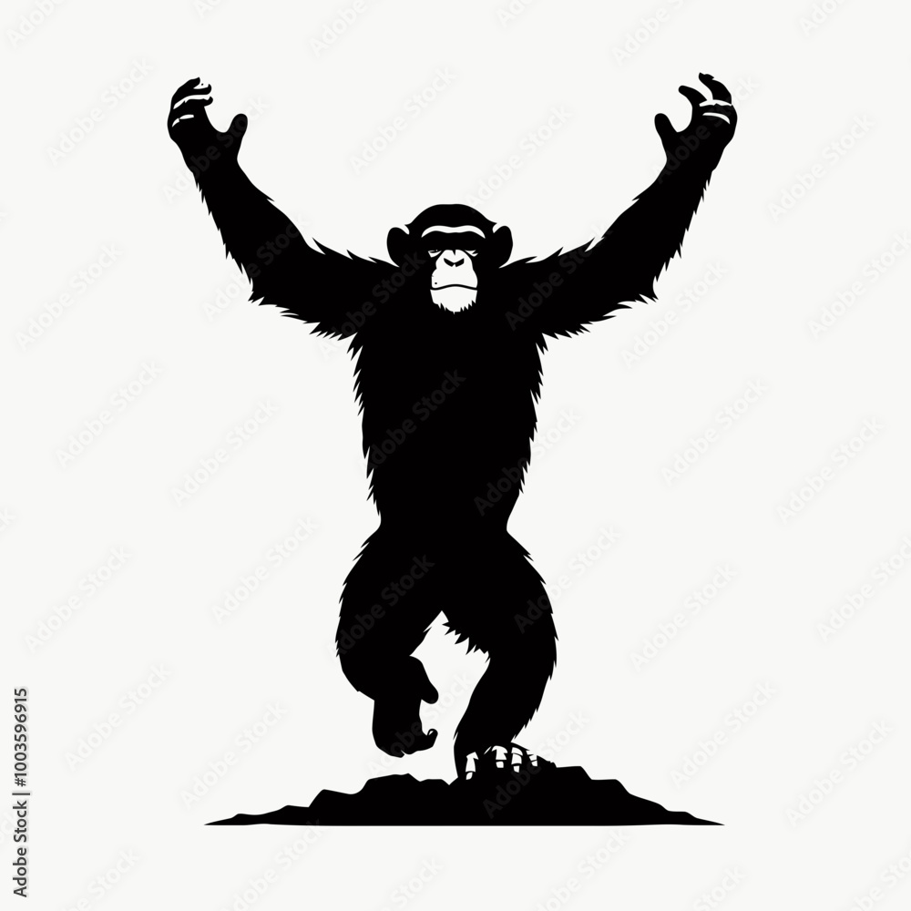 Fototapeta premium Chimpanzee animal vector design, chimpanzee head logo icon silhouette vector illustration