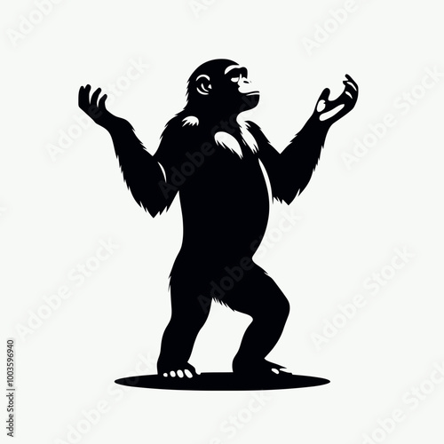 Chimpanzee animal vector design, chimpanzee head logo icon silhouette vector illustration photo