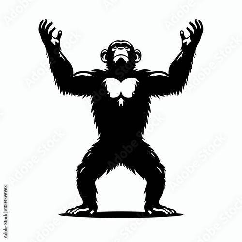 Chimpanzee animal vector design, chimpanzee head logo icon silhouette vector illustration