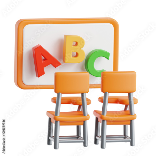 Classroom with Chairs and ABC Board