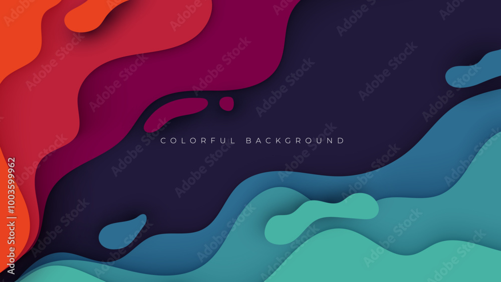 Abstract papercut background colorful wavy shape cutout design vector Abstract papercut background colorful wavy shape cutout design vector