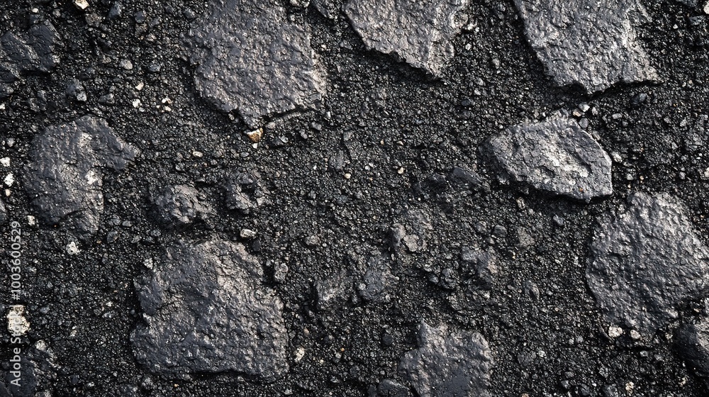 Textured Asphalt Surface with Cracks and Stones Textured Asphalt Surface with Cracks and Stones