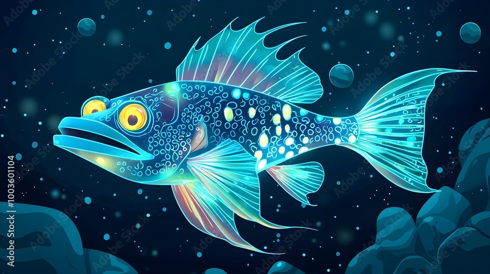 Glowing Fish Underwater Glowing Fish Underwater