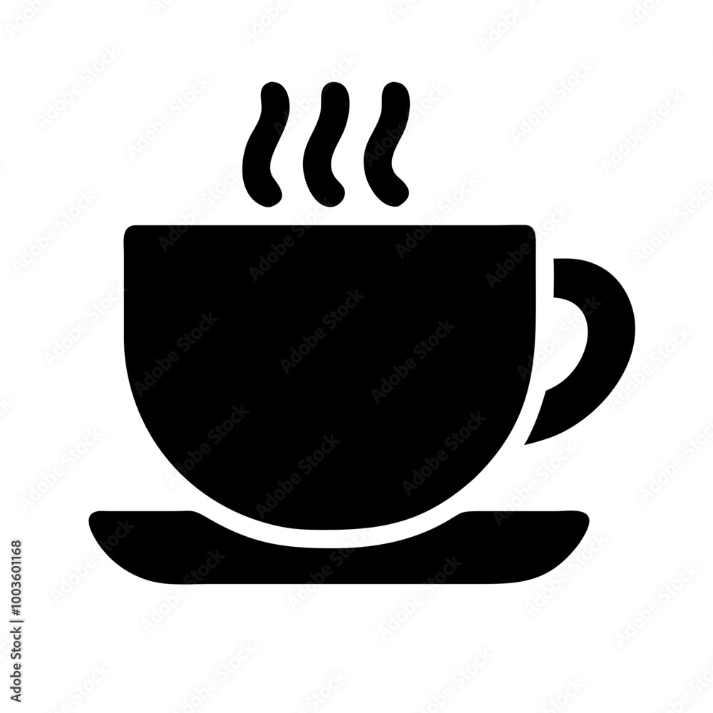 Minimalist Hot Coffee Cup Silhouette with Steam Minimalist Hot Coffee Cup Silhouette with Steam