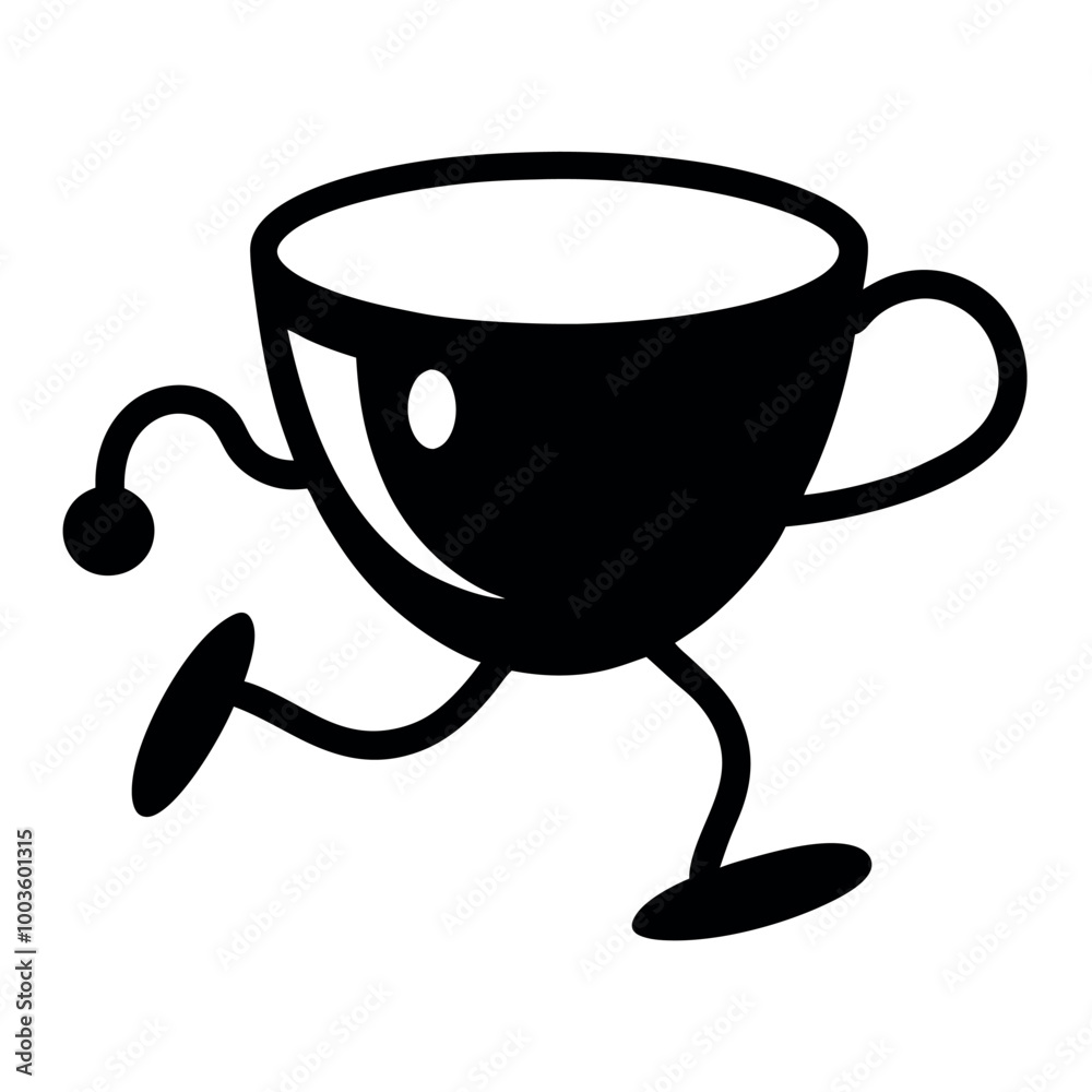 A tea cup running vector art illustration A tea cup running vector art illustration