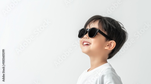 Asian boy wearing black sunglasses