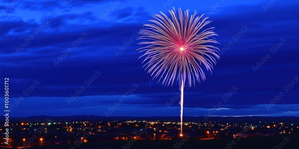 night sky illuminated vibrant firework display the city night sky illuminated vibrant firework display the city
