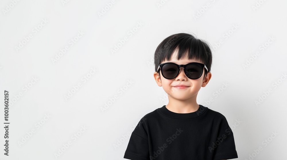 Asian boy wearing black sunglasses