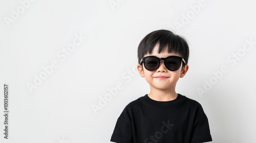 Asian boy wearing black sunglasses