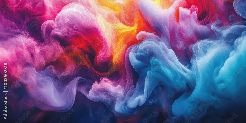 Fototapeta premium Vibrant colors abstract smoke pattern on dark background