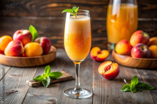 Classic Peach Bellini Cocktail in an Elegant Glass – Refreshing Sparkling Drink with Fresh Peach Flavor for Celebrations