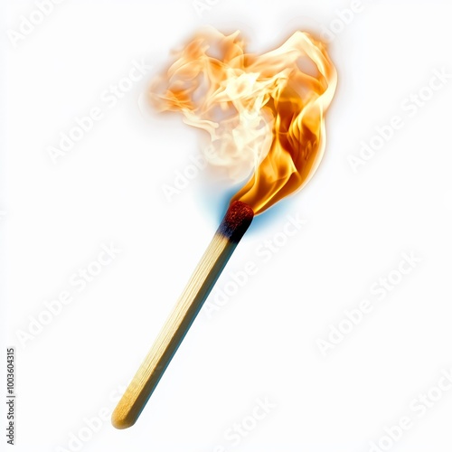 Transparent background PNG sticker of a burning match.