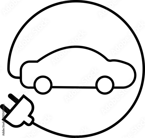electric eco car vector icons, isolated on transparent background. Charging station. electric ecological transport concept. Electrical automobile cable electric car flat icon used as web, mobile, ui