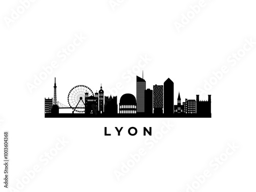 Vector Lyon skyline. Travel Lyon famous landmarks. Business and tourism concept for presentation, banner, web site.