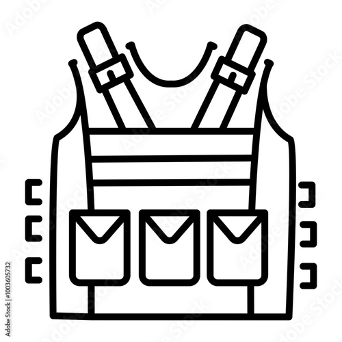 Bulletproof vest icon in outline style 