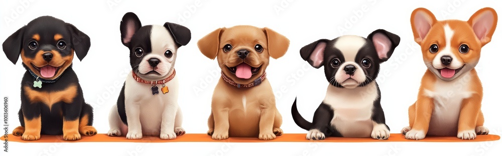 Obraz premium Set of delightful and joyful puppy images.