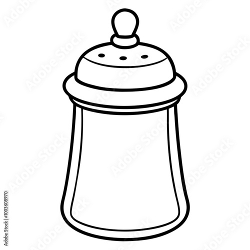 Salt Shaker Illustration:  A simple yet detailed outline illustration of a salt shaker, perfect for culinary themes, kitchen decor, or graphic design projects.  