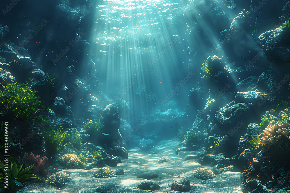 Beautiful colorful underwater world watercolor deep white background for print design.