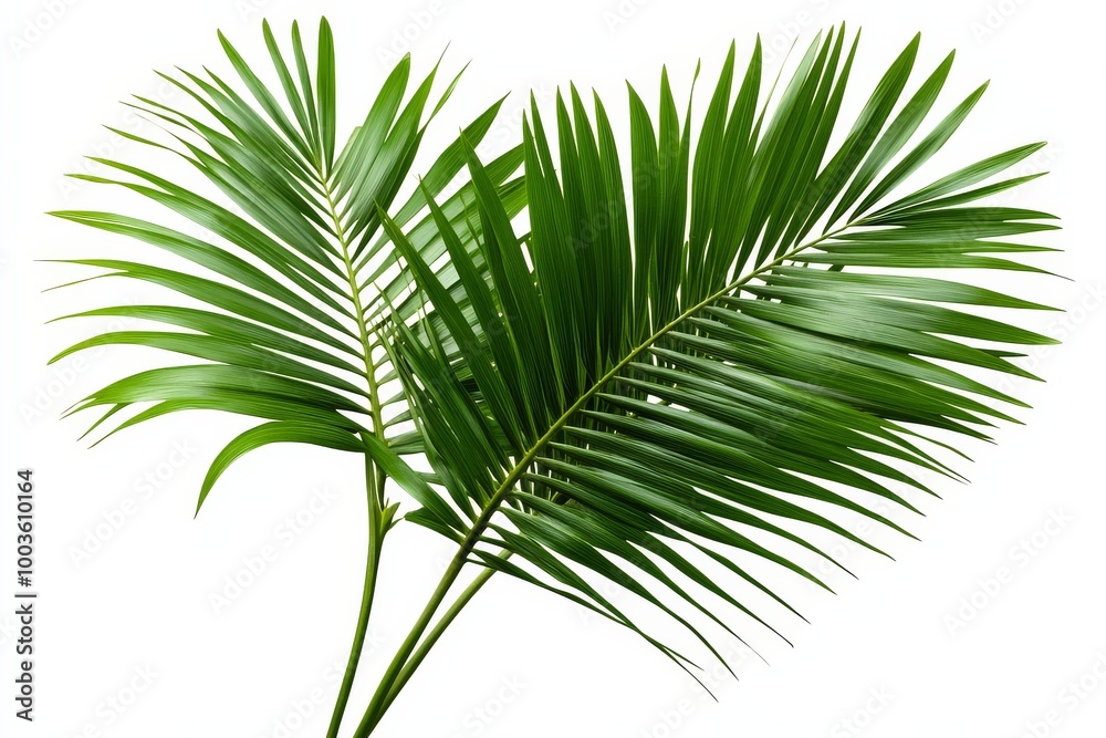Obraz premium Transparent PNG featuring a tiny palm leaf tree with a white background.