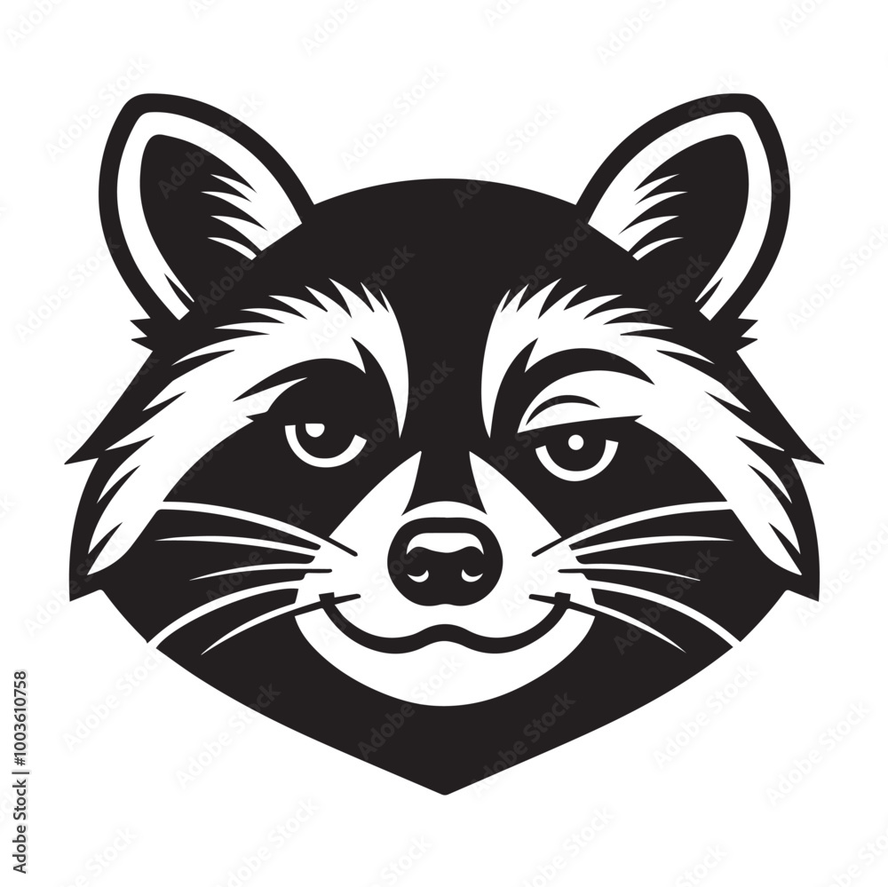 Raccoon Face Logo Concept - Raccoon Head Vector Illustration in black and white - Raccoon Clipart design Raccoon Face Logo Concept - Raccoon Head Vector Illustration in black and white - Raccoon Clipart design