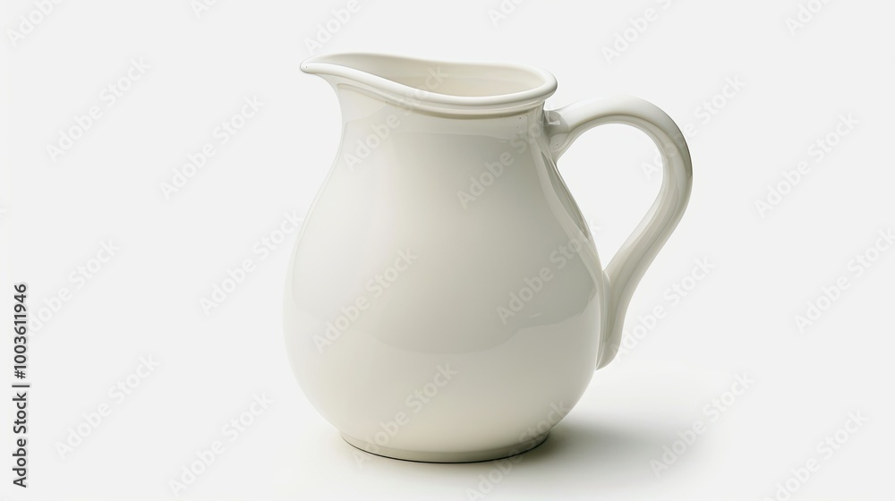 A white pitcher sits on a white background A white pitcher sits on a white background