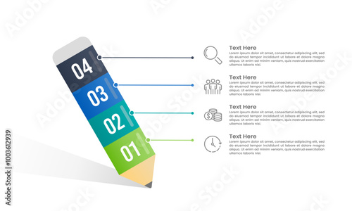 4 options or process infographic pencil design. Business presentation, Workflow, Roadmap and Plan. Vector illustration.