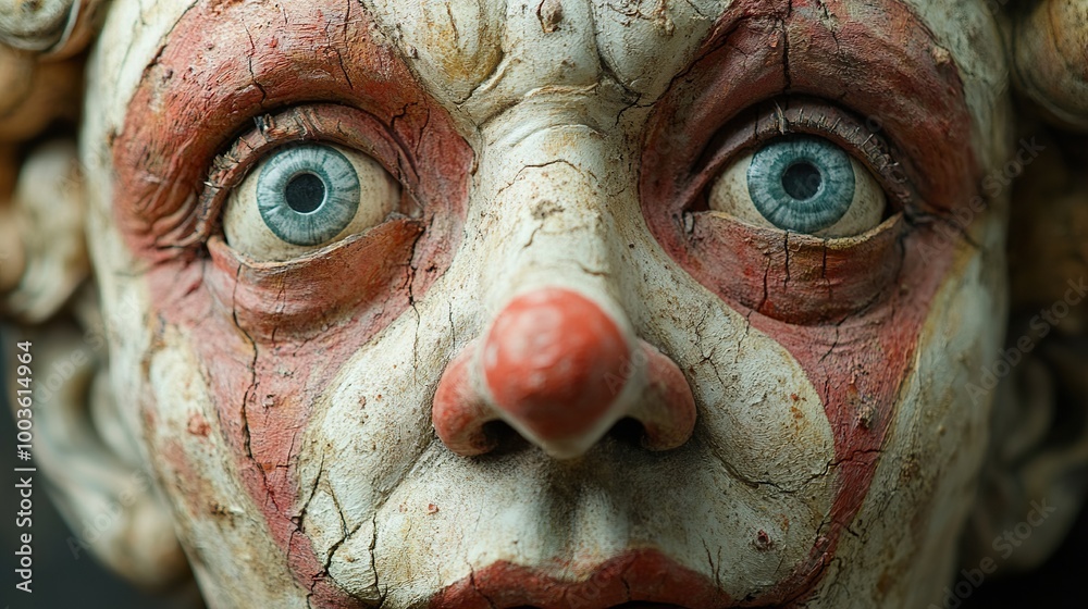 Creepy Clown Portrait: A Close-Up Look at a Disturbing Face Creepy Clown Portrait: A Close-Up Look at a Disturbing Face