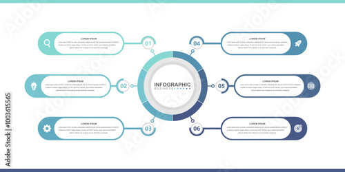 Infographic elements template, Business concept Timeline 6 steps, workflow layout, icons, diagram, report, web design. Creative, marketing data, presentation Economic Diagram illustration