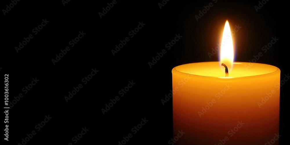 A flickering candle illuminates the darkness, casting a warm glow in a serene setting, creating a peaceful ambiance perfect for quiet reflection A flickering candle illuminates the darkness, casting a warm glow in a serene setting, creating a peaceful ambiance perfect for quiet reflection