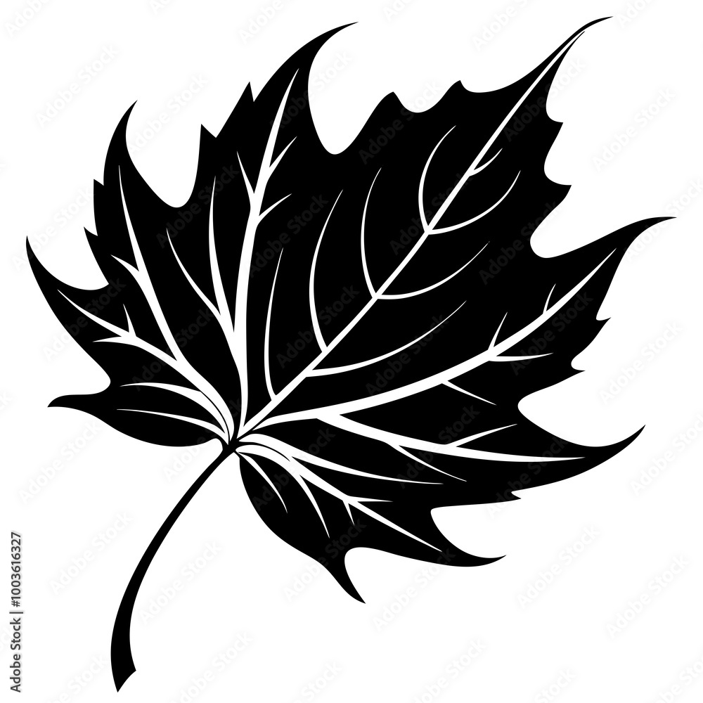 Maple Leaf Silhouette Featuring a Large Detailed Leaf Blowing in the Wind Maple Leaf Silhouette Featuring a Large Detailed Leaf Blowing in the Wind