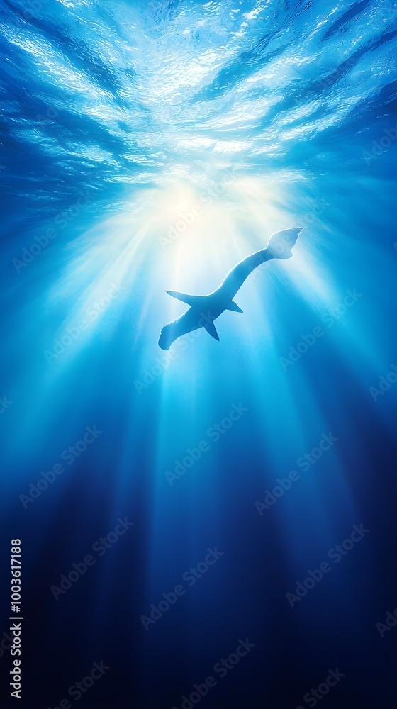 Hammerhead Shark Silhouette Underwater Hammerhead Shark Silhouette Underwater