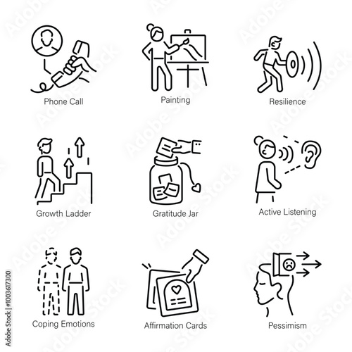 Tableau sur toile Pack of Linear Style Coping Icons