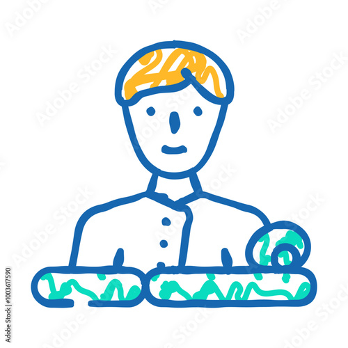 masseur business doodle icon sketch vector. masseur business sign. isolated symbol illustration