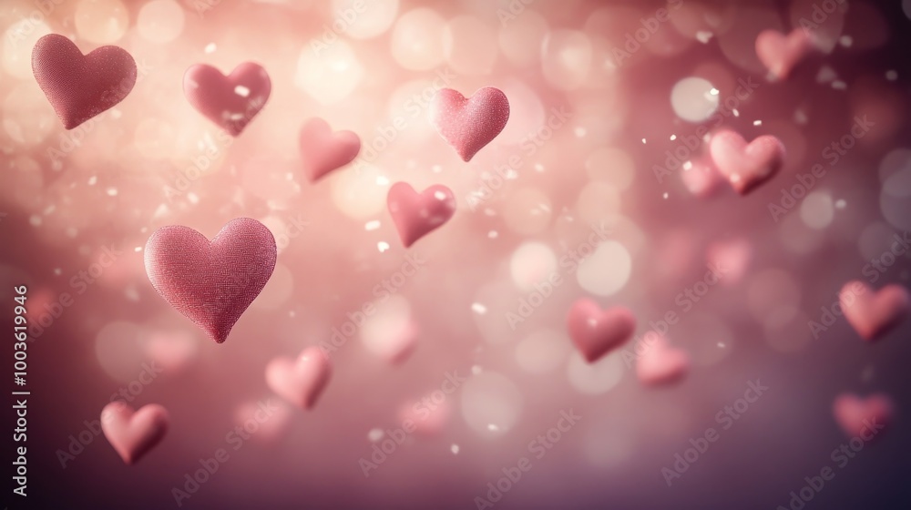 heart shaped glitter and bokeh light on pink sweet background color heart shaped glitter and bokeh light on pink sweet background color