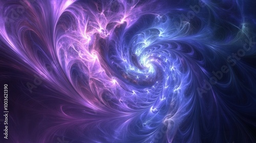 Fractal Light Trails in Violet and Blue, Creating Cosmic Energy Flow