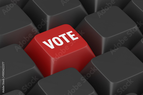 red button with text vote o...