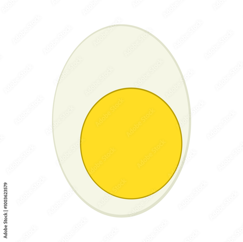 Slice half a boiled chicken egg Slice half a boiled chicken egg