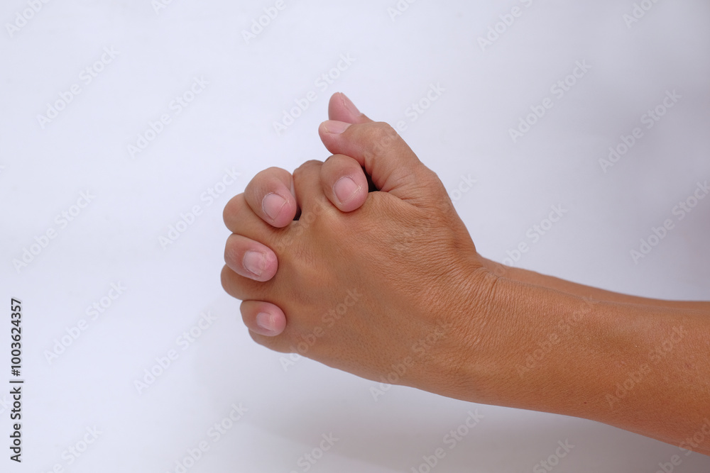 Close up shot of isolated pair of grasping hands Close up shot of isolated pair of grasping hands
