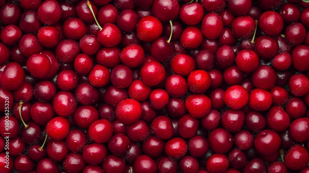 Fresh Ripe Red Cherries with Shiny Skins – Top View of Vibrant Cherry Fruits for Healthy Food and Natural Background Concepts Fresh Ripe Red Cherries with Shiny Skins – Top View of Vibrant Cherry Fruits for Healthy Food and Natural Background Concepts