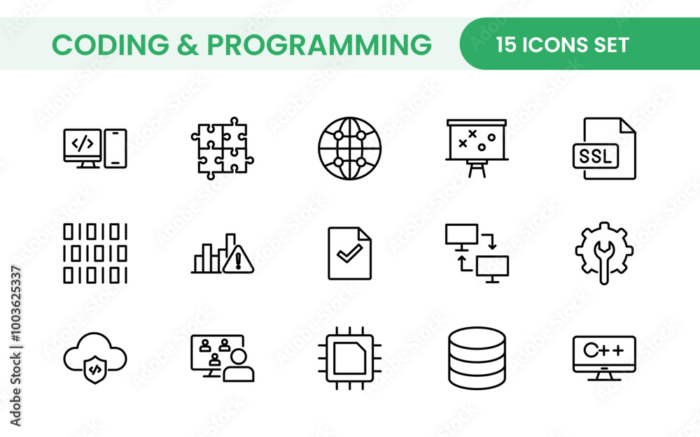 Programming coding set of web icons in line style. Software development icons for web and mobile app. Code, api, programmer, developer, information technology, coder and more. Programming coding set of web icons in line style. Software development icons for web and mobile app. Code, api, programmer, developer, information technology, coder and more.