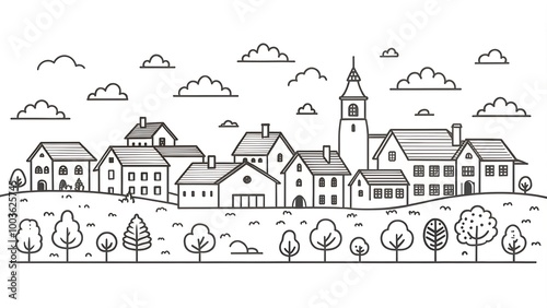 Village skyline drawing trend photo