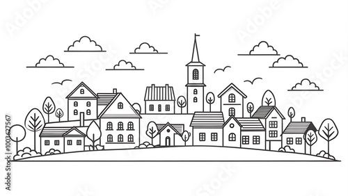 Village skyline drawing trend photo