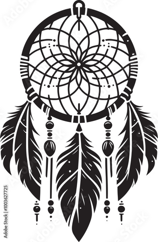 Dream catcher silhouette vector illustration isolated on a white background