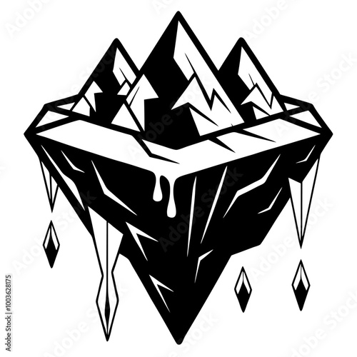 outline abstract glacier melting with water drople