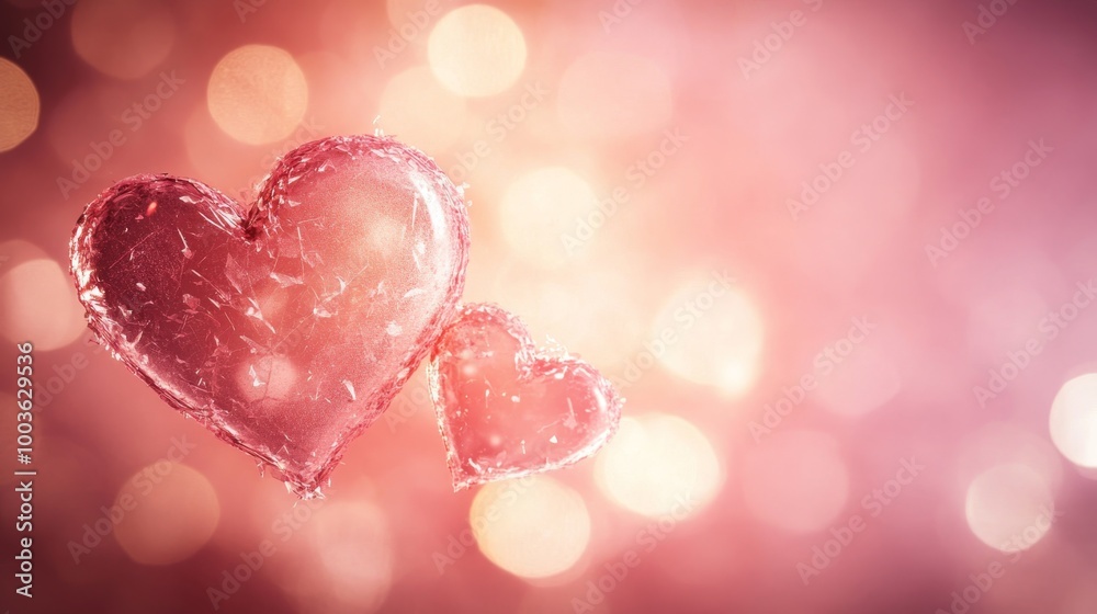 Warm pink tones with delicate heart motifs and a dreamy light effect, enhancing a romantic Valentine Day template Warm pink tones with delicate heart motifs and a dreamy light effect, enhancing a romantic Valentine Day template