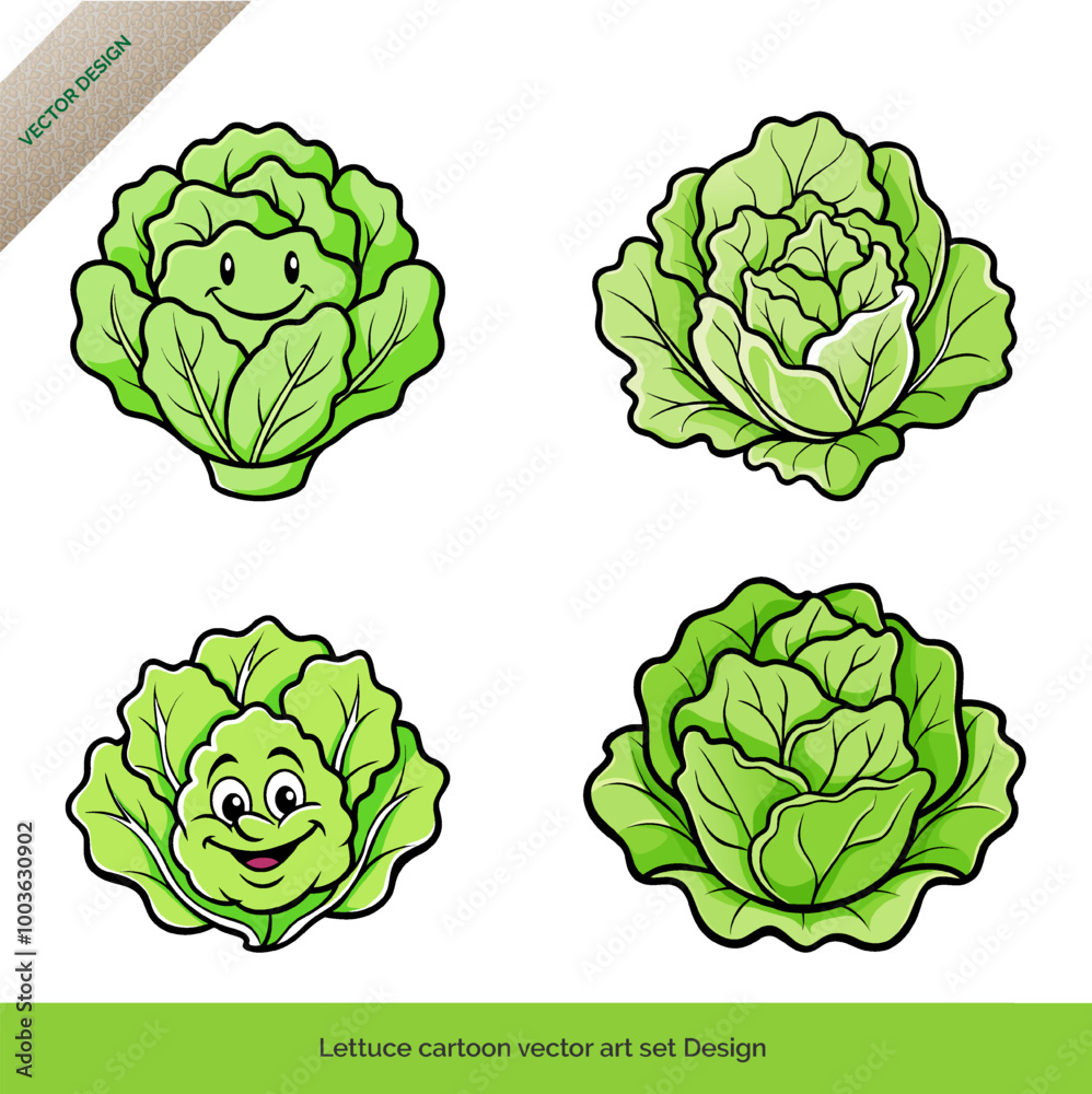 Lettuce Delight Cartoon Vector Art Set Design Lettuce Delight Cartoon Vector Art Set Design
