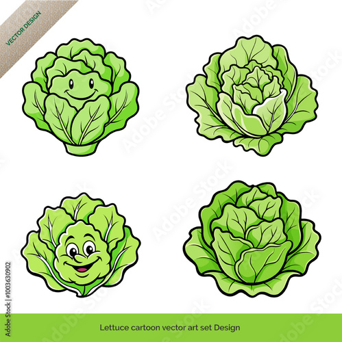 Lettuce Delight  Cartoon Vector Art Set Design